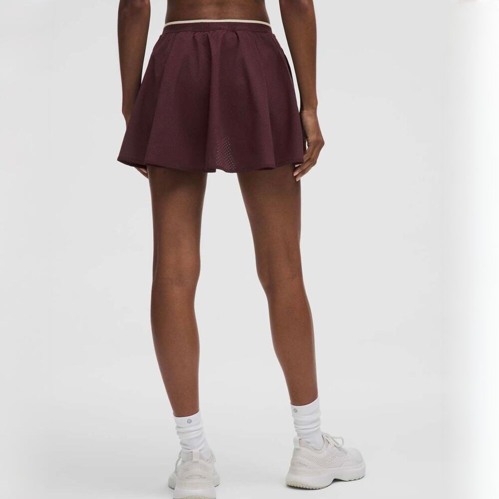 Lululemon Perforated Tennis Skirt Goodnight Plum Light Ivory Size 6 - Picture 5 of 16
